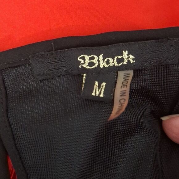 Black Mini Beaded Spaghetti Strap Dress Medium Goth Rock Punk Metal Slouchy Y2K - Picture 2 of 12